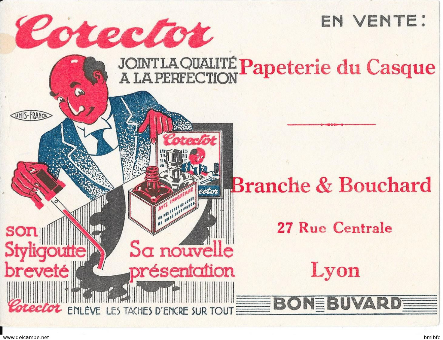 Corector  - PAPETERIE Du CASQUE  - BRANCHE & BOUCHARD 27, Rue Centrale LYON - Papelería