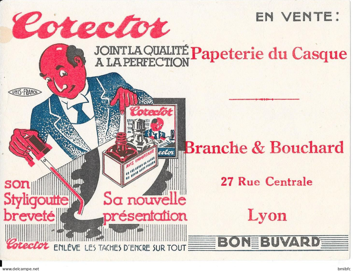 Corector  - PAPETERIE Du CASQUE  - BRANCHE & BOUCHARD 27, Rue Centrale LYON - Papeterie