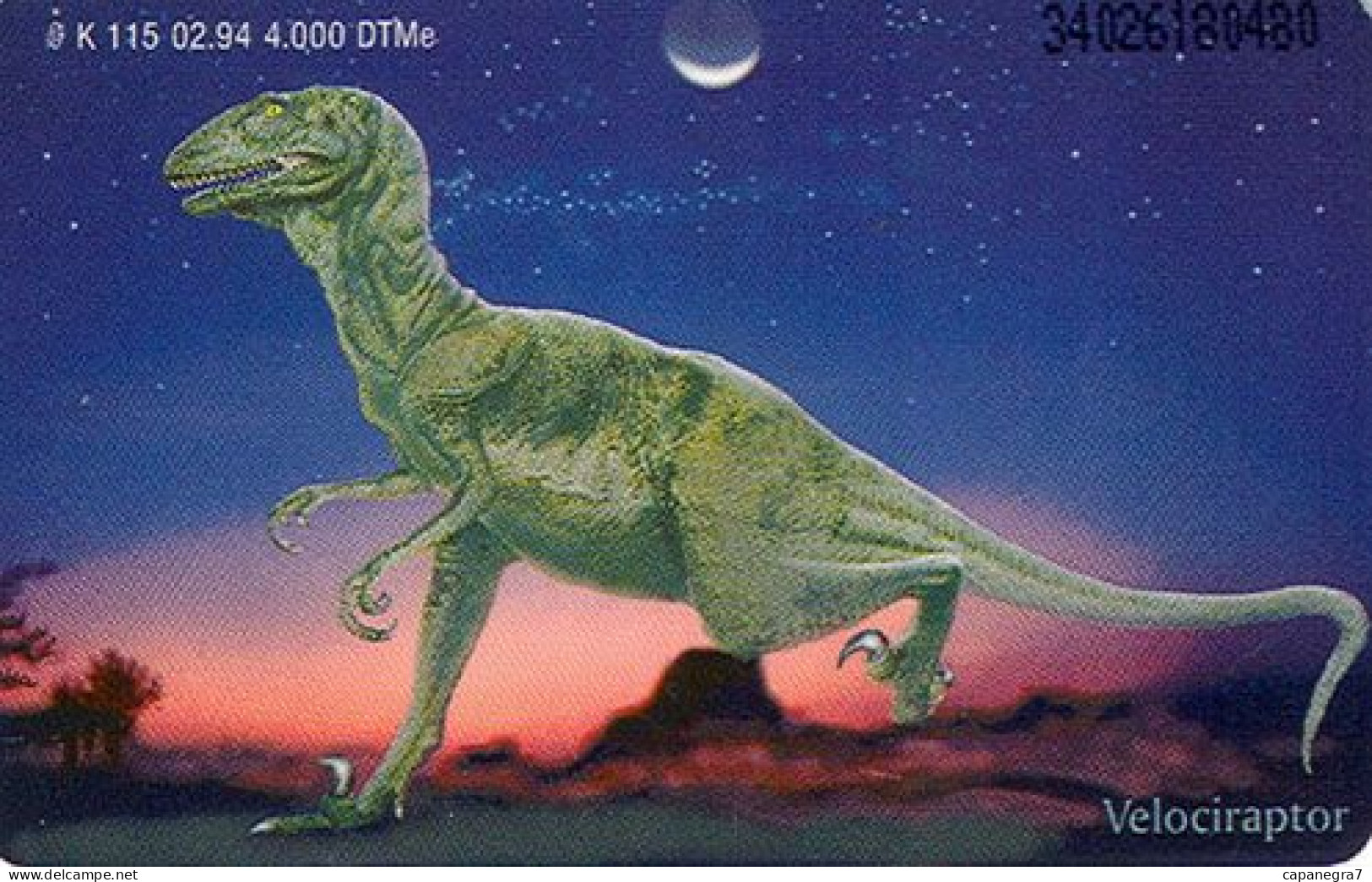 Velociraptor, Dinosaurus, K 0115-02/94, Gemplus/Deutsche Telekom, 4.000 Pc., Germany - K-Reeksen : Reeks Klanten