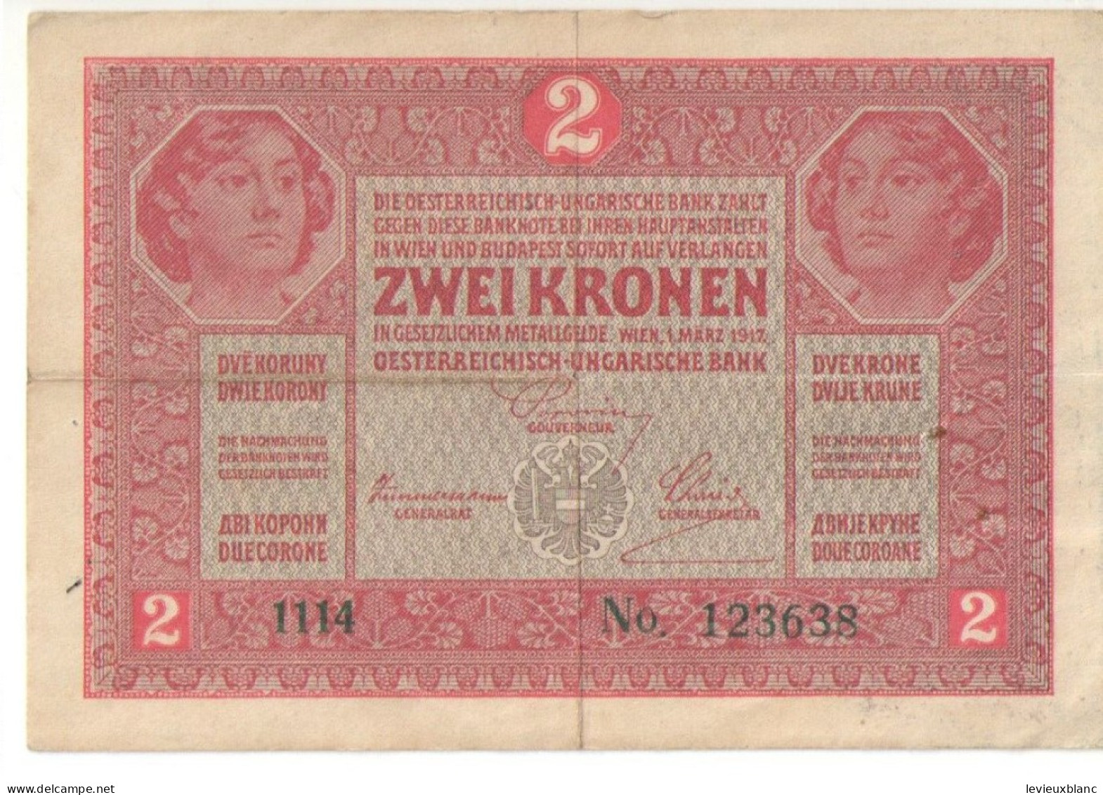 Billet De Banque Ancien/Zwei Kronen/Oesterreich-Ungarische Bank/ Wien 1 Marz 1917    BILL264 - Ungarn