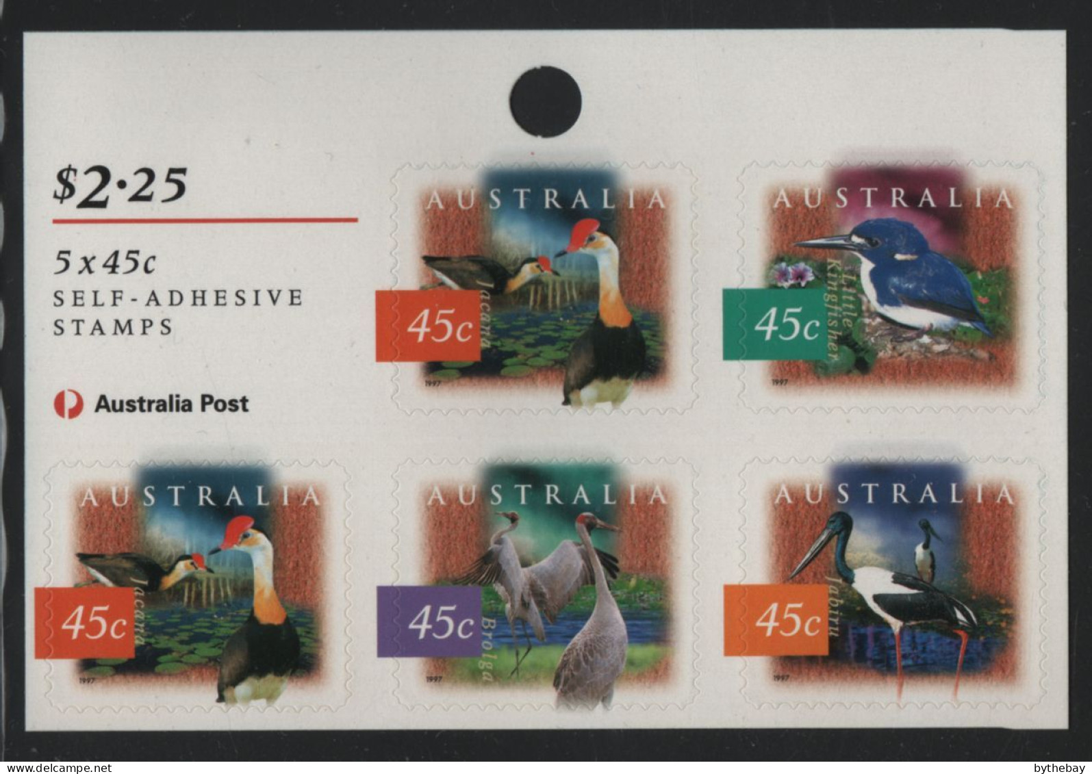 Australia 1996-99 MNH Sc 1539h 45c Jacuna, Kingfisher, Brolga, Jabiru Booklet Of 5 - Booklets