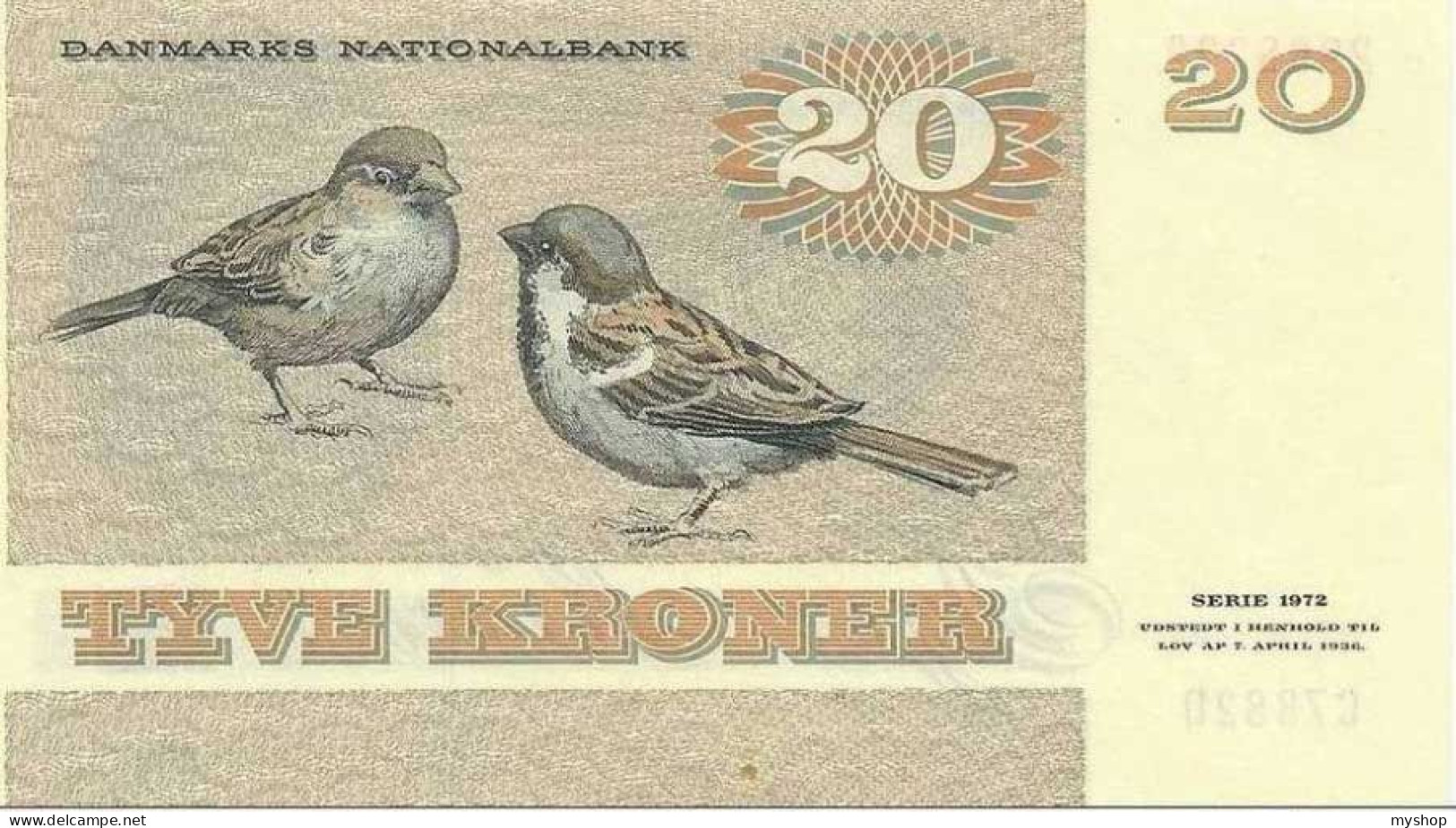 DK056_DANISH 20 KRONER BANKNOTE 1972 - Dänemark