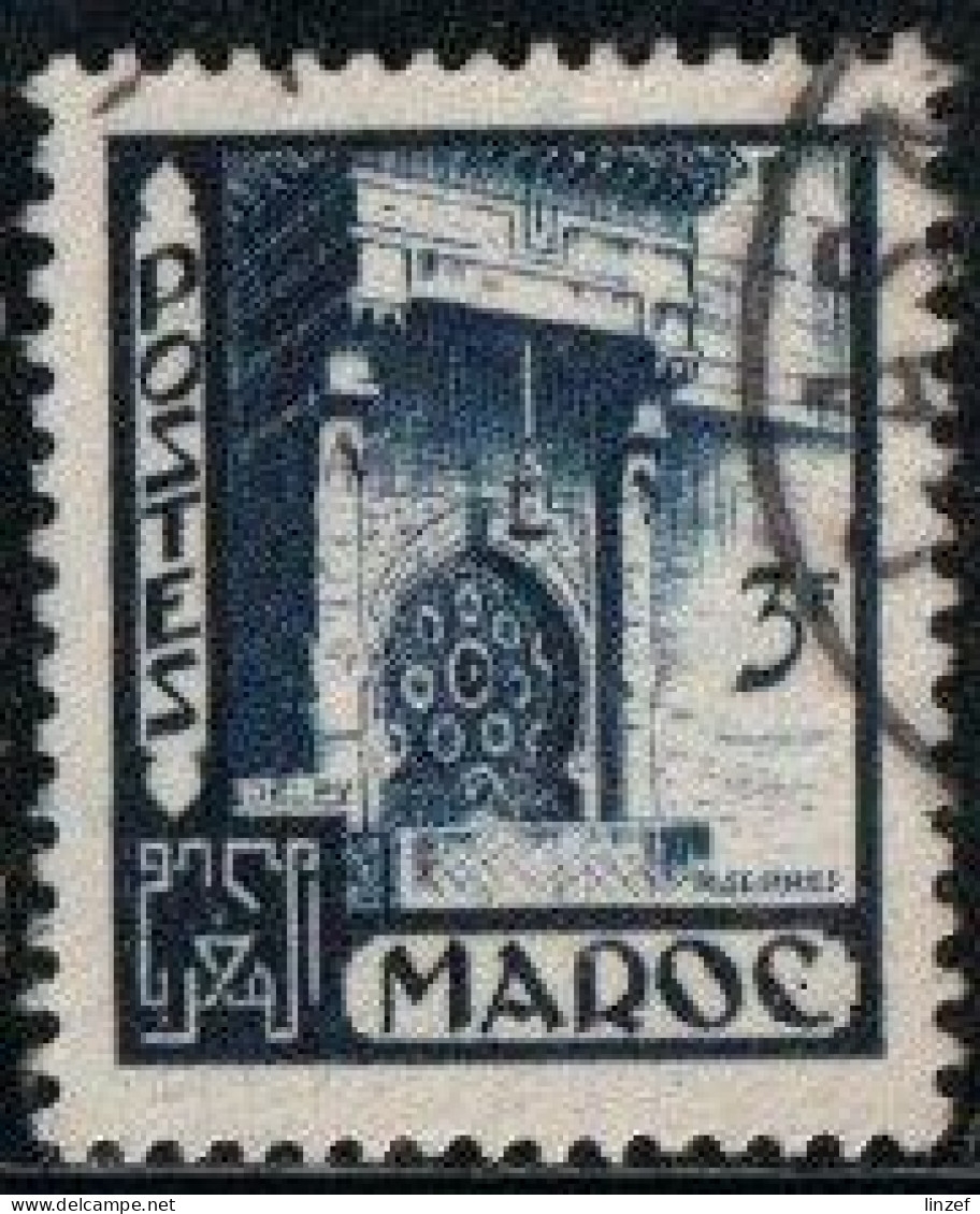 Maroc 1949 Yv. N°281 - 3f Bleu-noir  - Oblitéré - Gebraucht