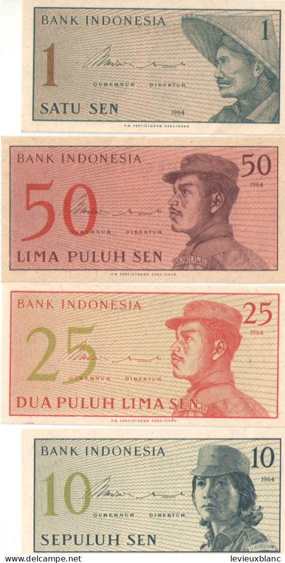 4 Billets De Banque Anciens/1-10-25 Et 50 Sen /Bank Indonesia /Pertjetakan Kebarojan 1964    BILL250 - Indonesien