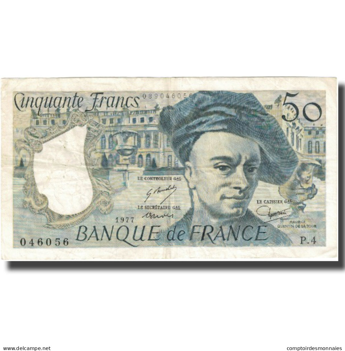 France, 50 Francs, Quentin De La Tour, 1977, B+, Fayette:67.2, KM:152a - 50 F 1976-1992 ''Quentin De La Tour''