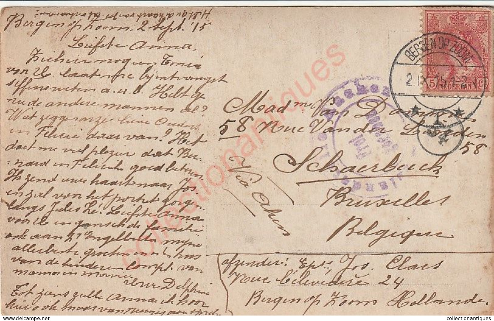 Carte Photo Bergen Op Zoom - Pays-Bas - 2 Septembre 1915 - Courrier Familial En Hollandais - Frei Gegeben - Bergen Op Zoom