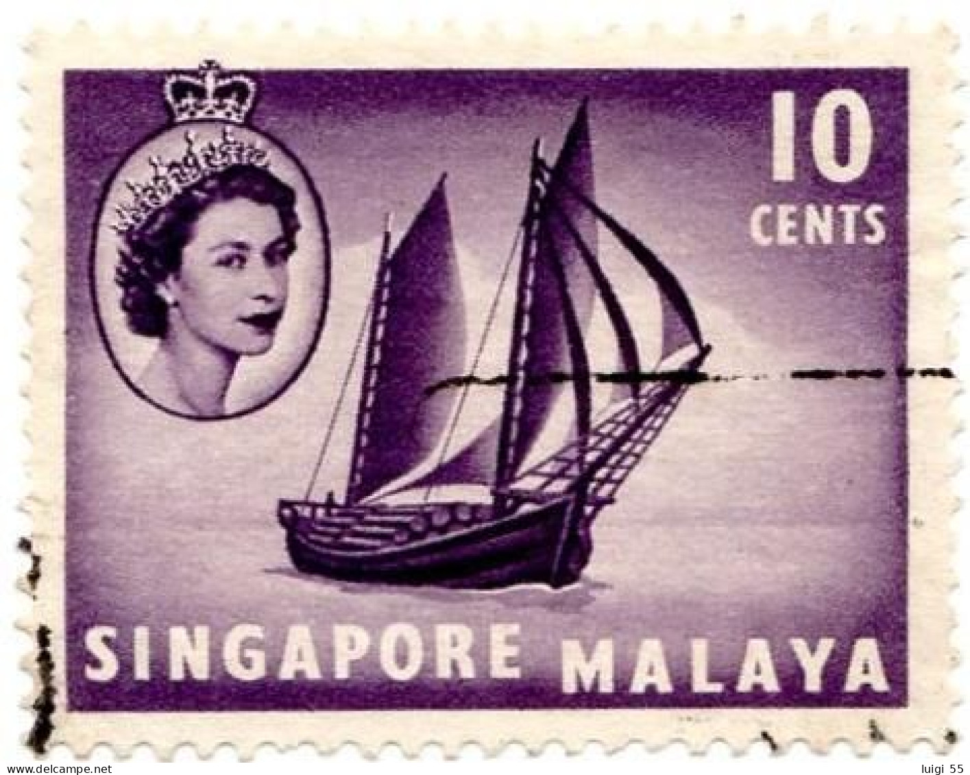 SINGAPORE - MALAYA - 1955 - Regina Elisabetta II - Navi _usato - Singapore (...-1959)