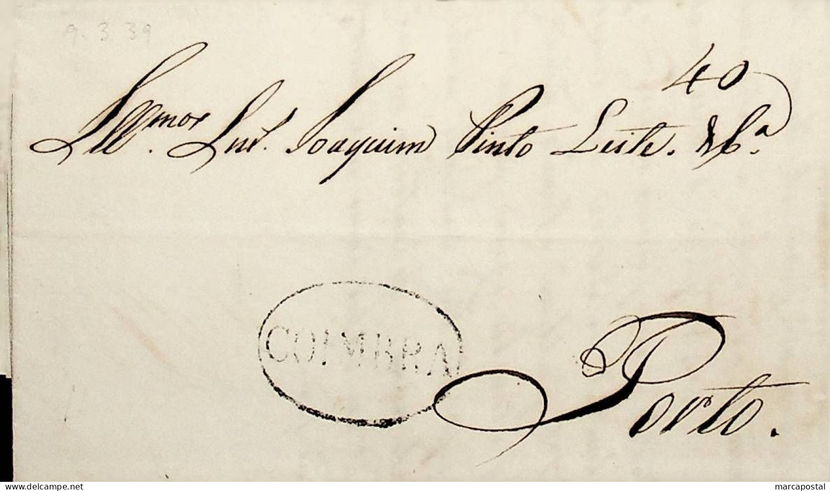 1839 Portugal Carta Pré-filatélica CBR 10 «COIMBRA» Preto - ...-1853 Préphilatélie