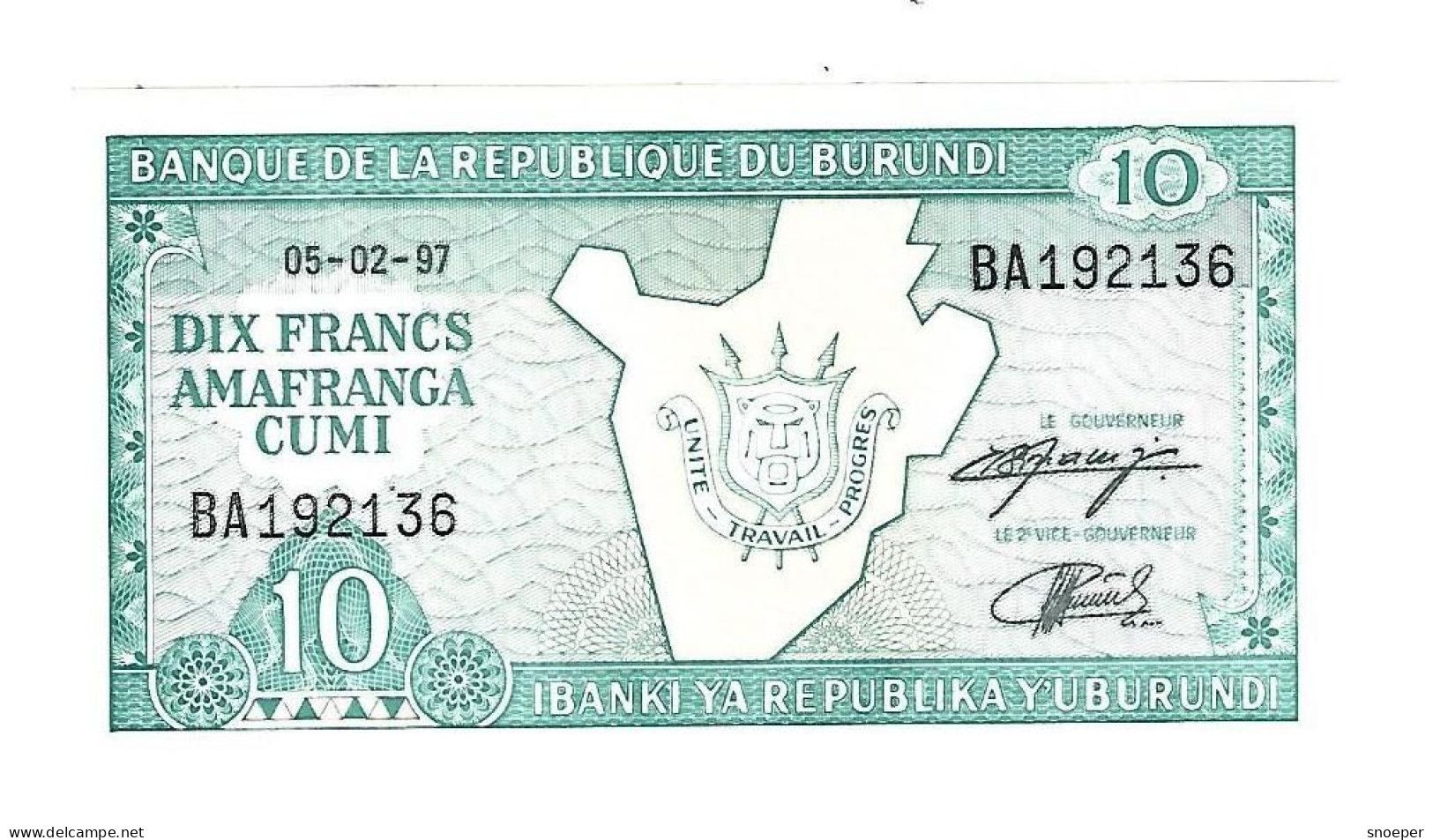 *burundi 10 Francs 1997 Km 33D - Burundi