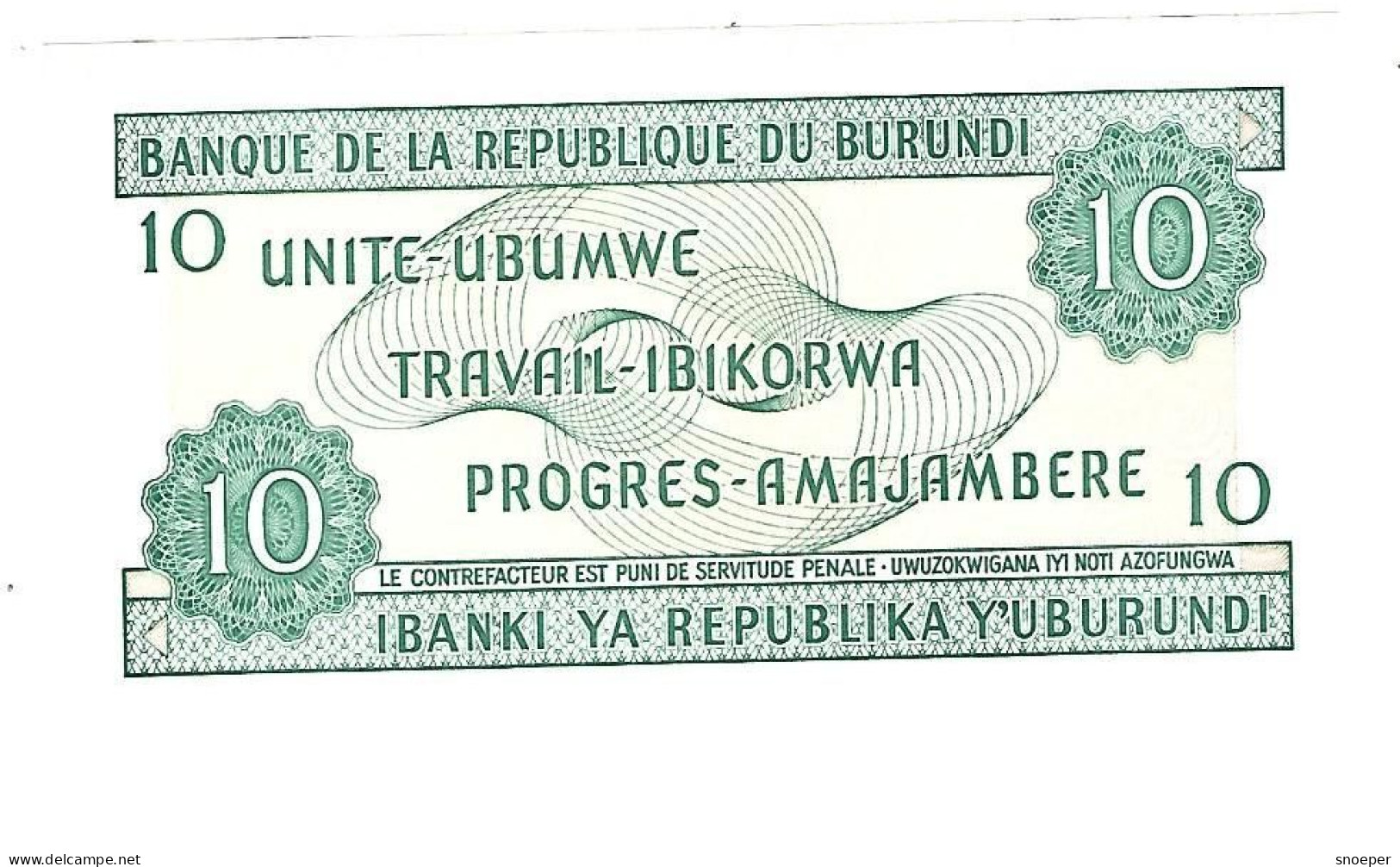 *burundi 10 Francs 1997 Km 33D - Burundi