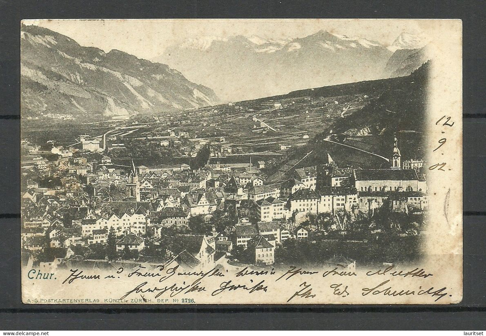 Schweiz Switzerland CHUR, Used 1902, Sent To Germany Postkartenverlag Künzli Zürich Dep. No. 2726 Mountains Berge - Chur