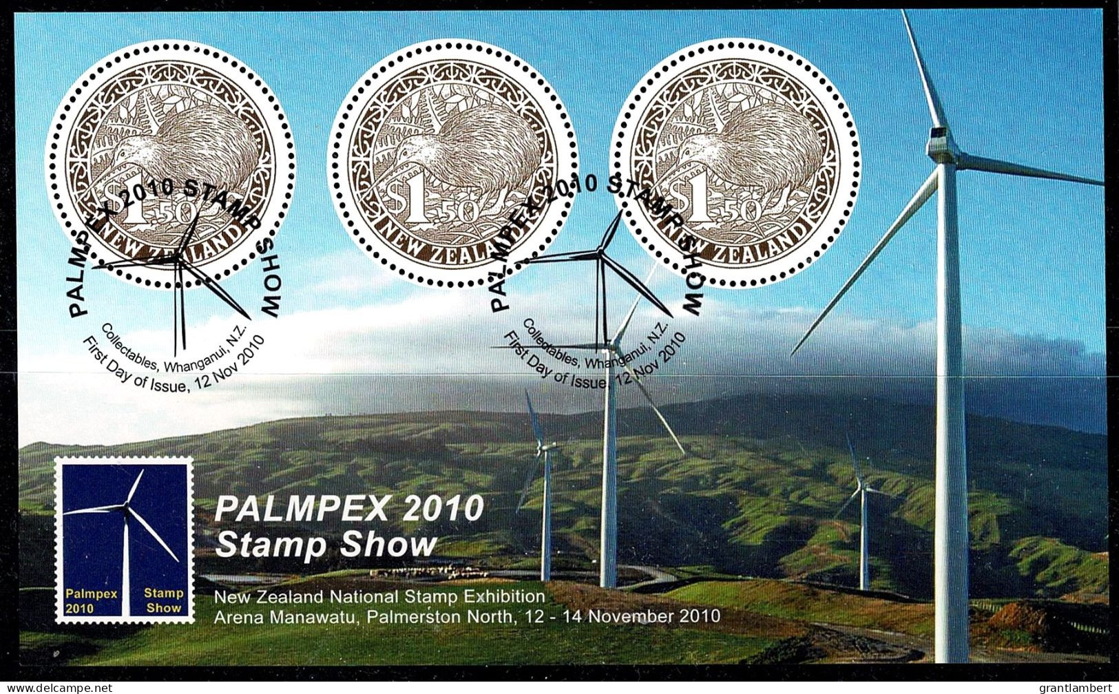 New Zealand 2010 PALMPEX Stamp Show Round Kiwi Minisheet Used - Used Stamps