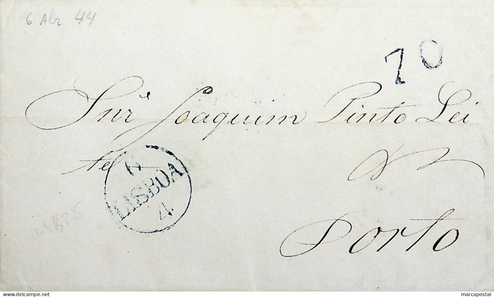 1844 Portugal Carta Pré-filatélica LSB 13 «LISBOA» Azul - ...-1853 Préphilatélie