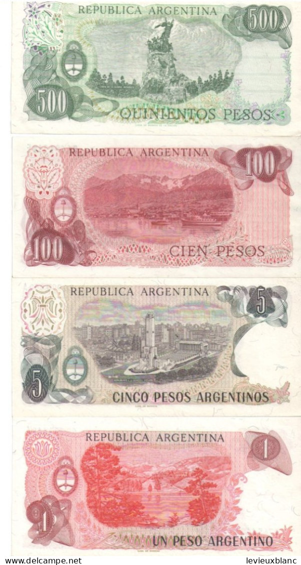 4 Billets De Banque Anciens/Casa De Moneda / Republica Argentina/1, 5 , 100 Et 500 Pesos /1980-85   BILL246 - Argentine