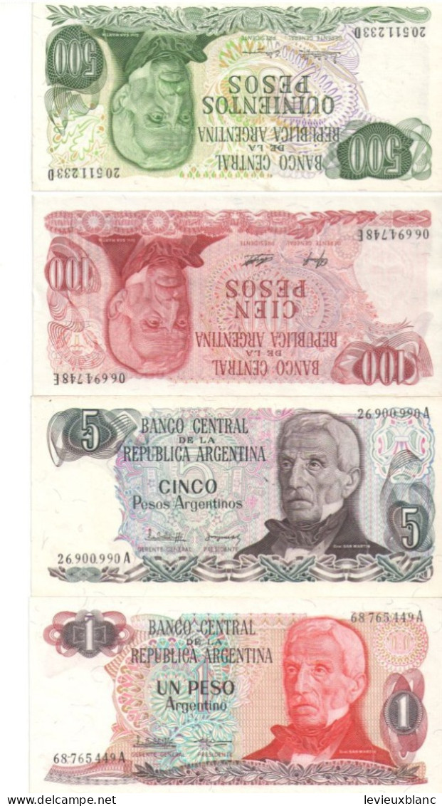 4 Billets De Banque Anciens/Casa De Moneda / Republica Argentina/1, 5 , 100 Et 500 Pesos /1980-85   BILL246 - Argentina