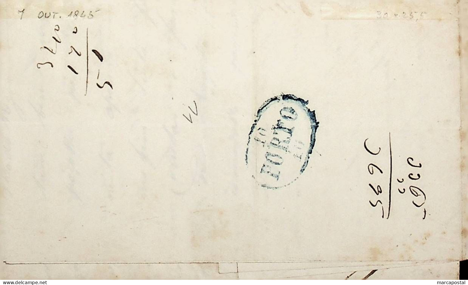 1845 Portugal Carta Pré-filatélica PRG 3 «PEZO DA REGOA» Azul - ...-1853 Prefilatelia