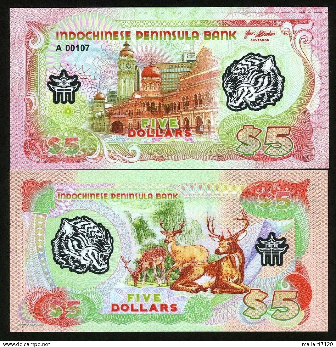 Indochinese Peninsula $5, 2021, Clear Window Polymer - Deer, Sultan Abdul Samad - Other & Unclassified