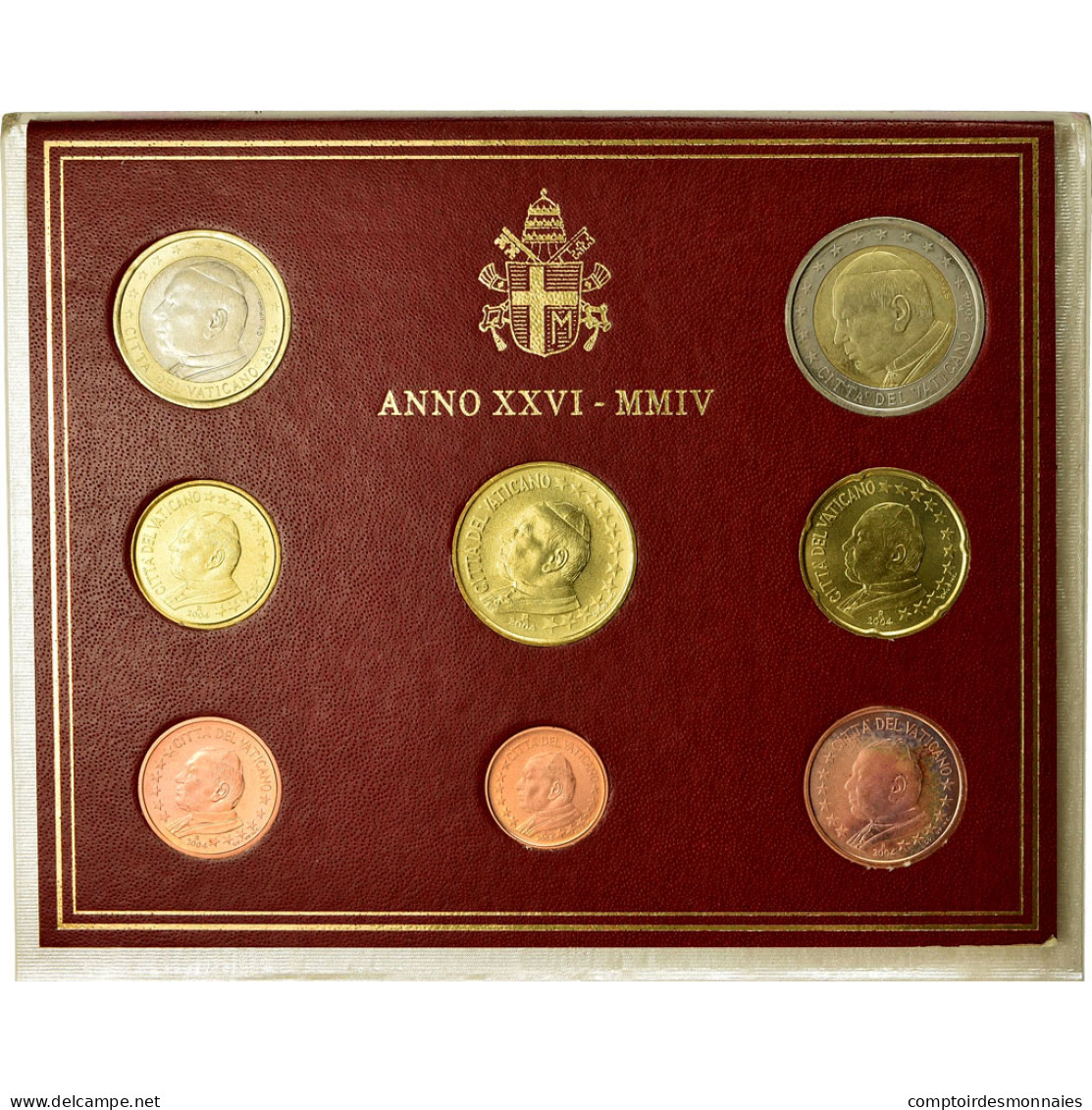 Vatican, 1 Cent To 2 Euro, Jean-Paul II, 2004, FDC - Vaticaanstad