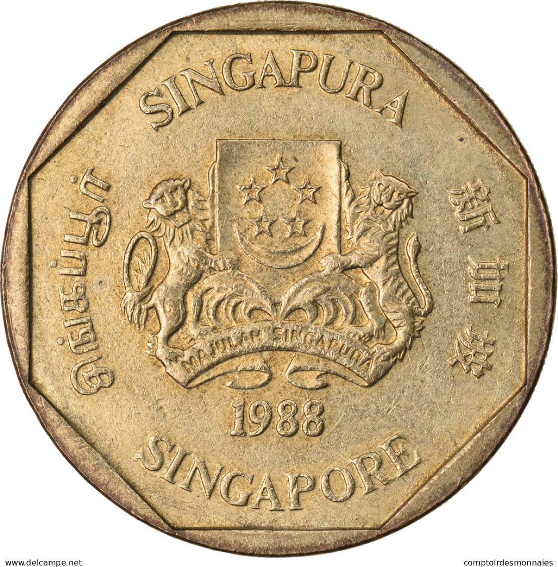 Monnaie, Singapour, Dollar, 1988, British Royal Mint, TTB, Aluminum-Bronze - Singapur