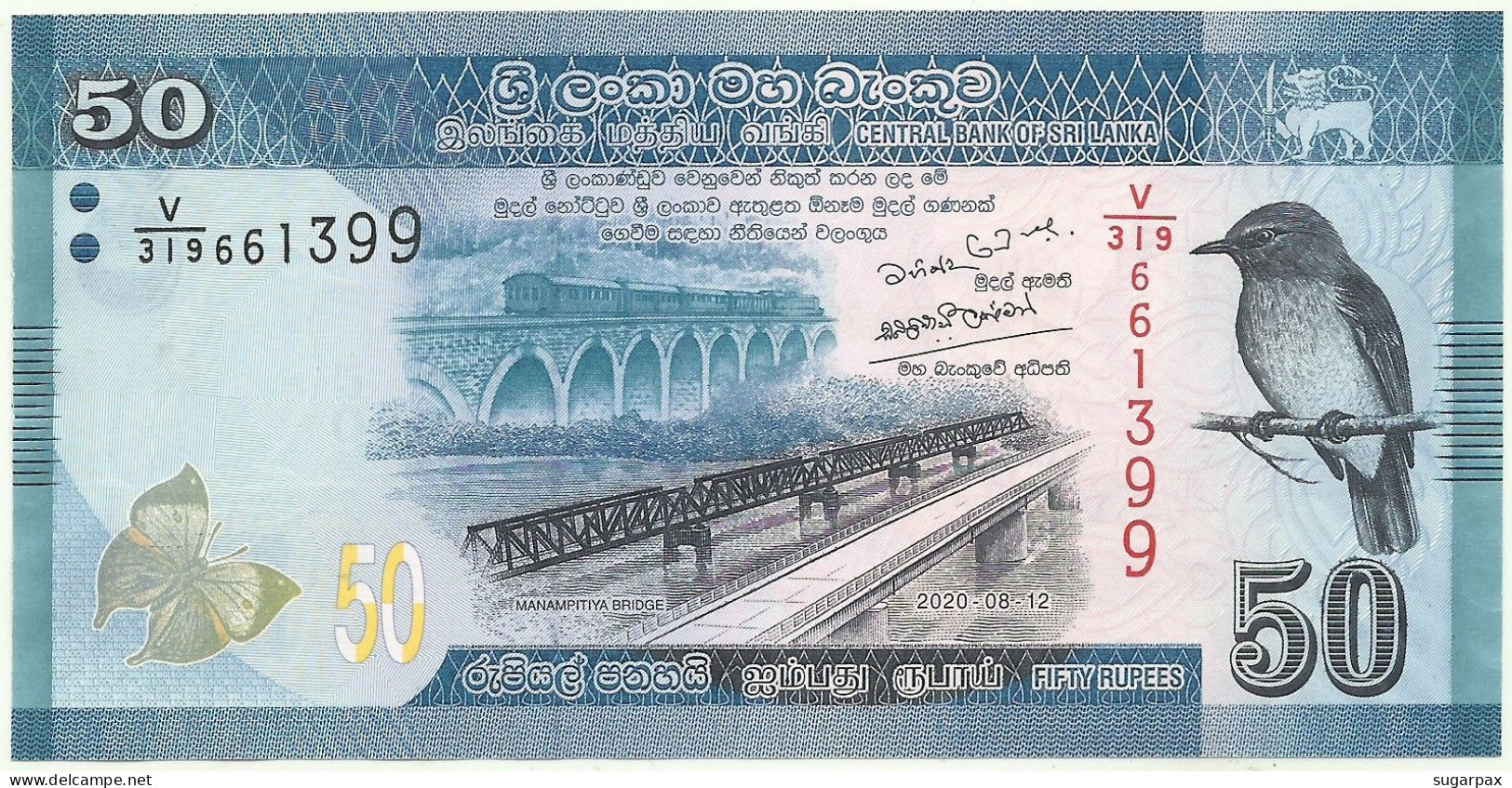 SRI LANKA - 50 RUPEES - 2020.08.12 - Pick 124.NEW - Unc. - Serie V/319 - Sri Lanka