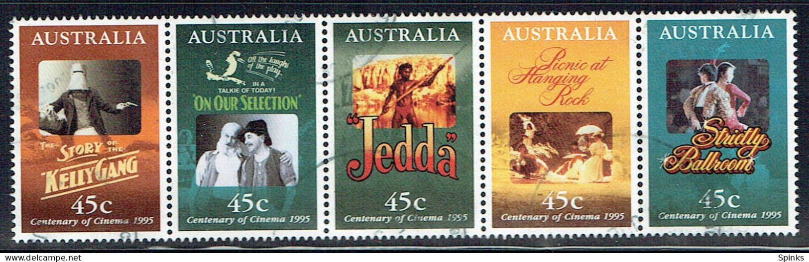 AUSTRALIA - 1995 Centenary Of Cinema Strip Of 5 Stamps VST/ASC# 1398 Used - Gebraucht