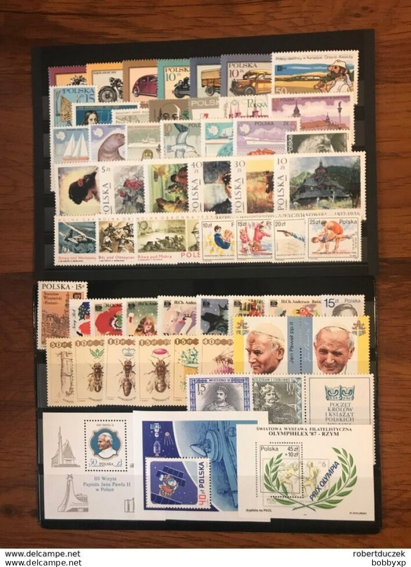 POLAND 1980-1989. 10 Complete Year Sets. Stamps & Souvenir Sheets. MNH