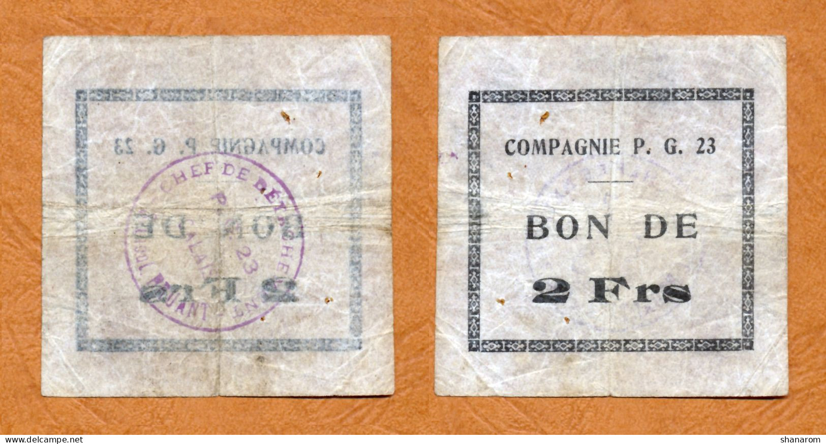1918-1918 // P.O.W. // CALAIS // 23 ème Compagnie De Prisonniers De Guerre // 2 Francs - Bonds & Basic Needs