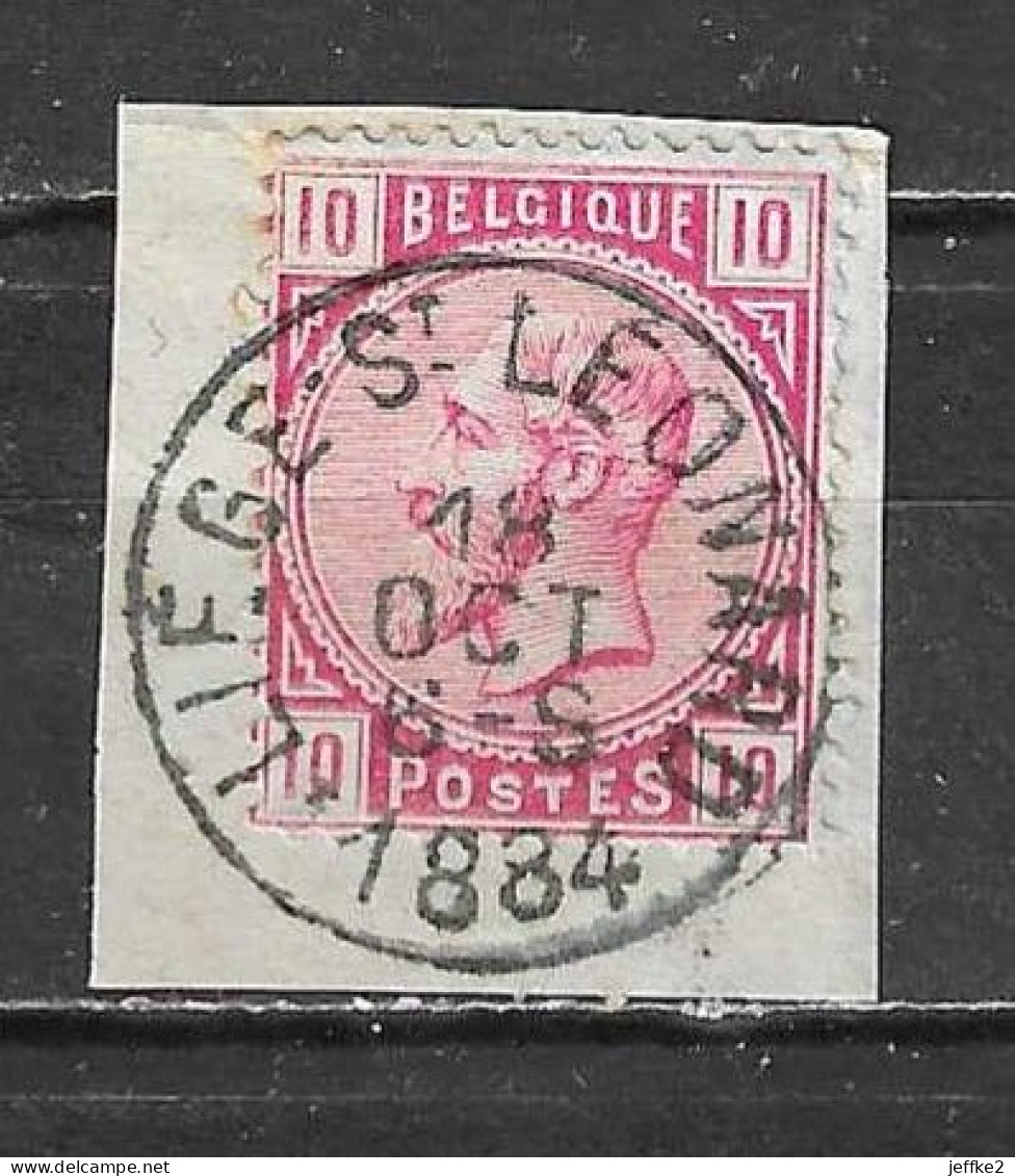 38  Emission De 1883 - Bonne Valeur - Oblit. Centrale LIEGE-ST LEONARD - Sur Fragment - LOOK!!!! - 1883 Léopold II