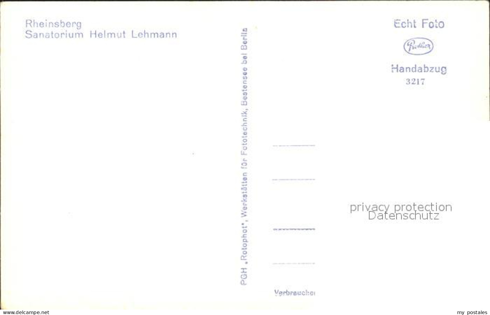 72471846 Rheinsberg Sanatorium Helmut Lehmann Handabzug Rheinsberg - Zechlinerhütte