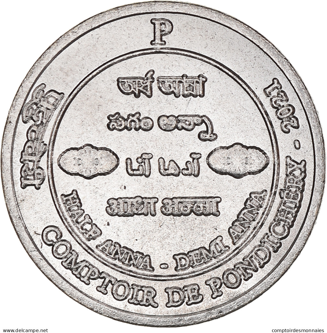 Monnaie, Inde Française, 1/2 Anna, 2021, Pondichery, SPL, Cupro-nickel, KM:New - Inde