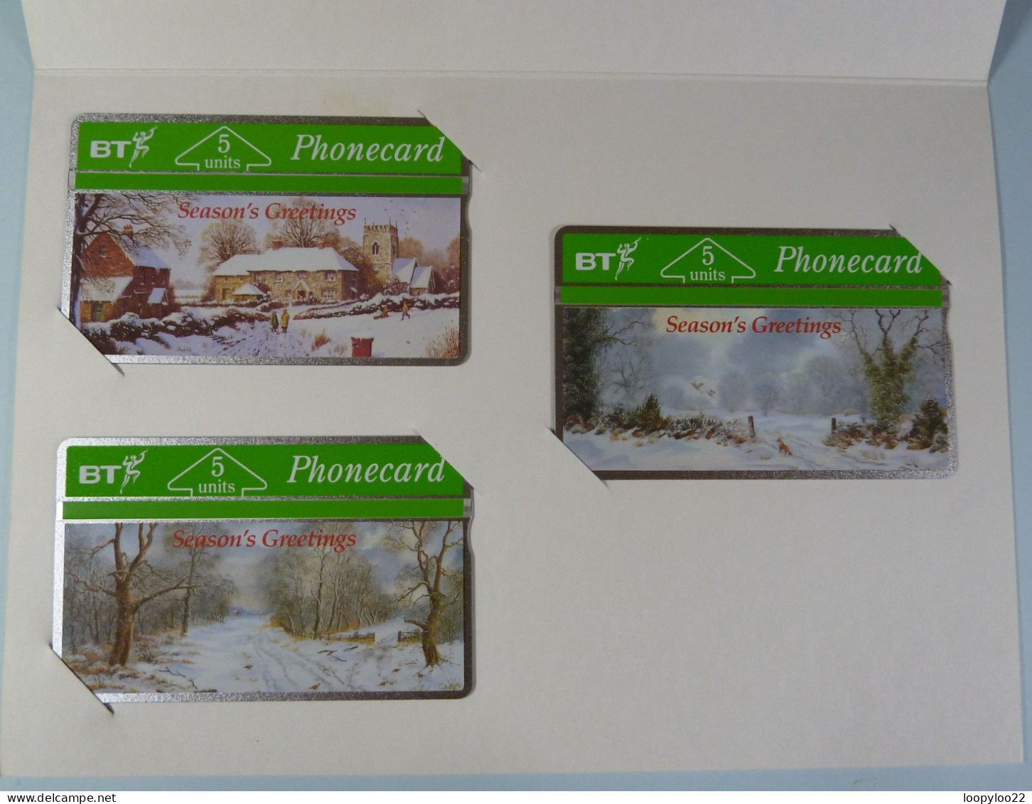 UK - Landis & Gyr - Season's Greetings - Christmas 91 Scenes - Path, Church & Gate - Set Of 3 - Mint In Folder - BT Promotional