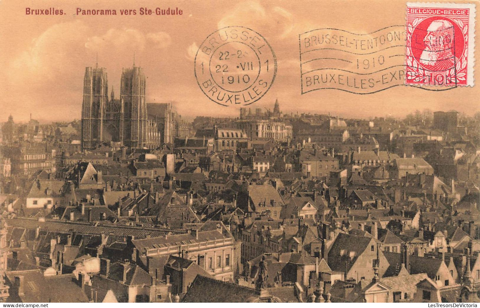 BELGIQUE - Bruxelles - Panorama Vers Sainte Gudule - Carte Postale Ancienne - Mehransichten, Panoramakarten