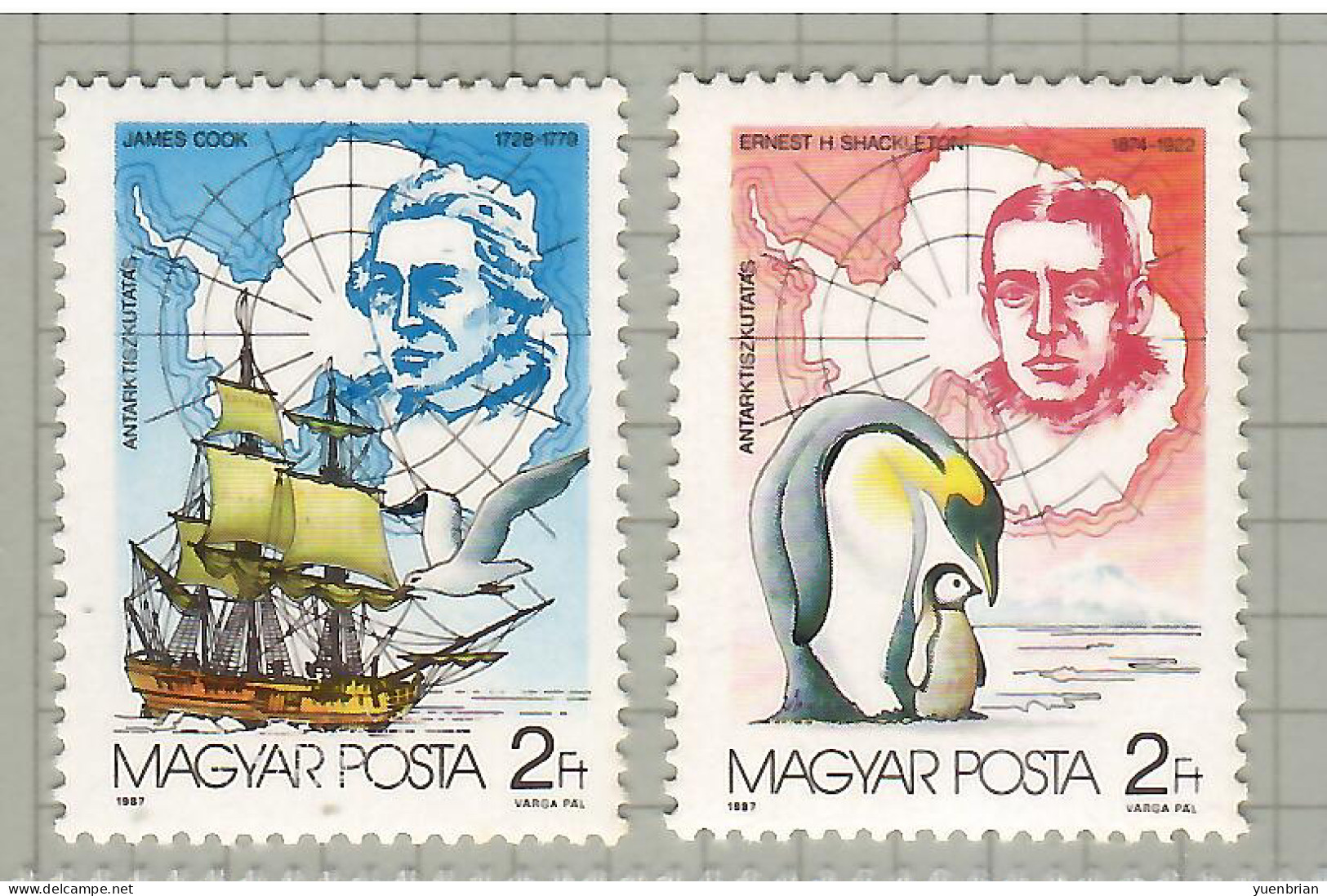 Hungary 1987, Bird, Birds, 2v, MNH** (Split From Set Of 6v) - Penguins