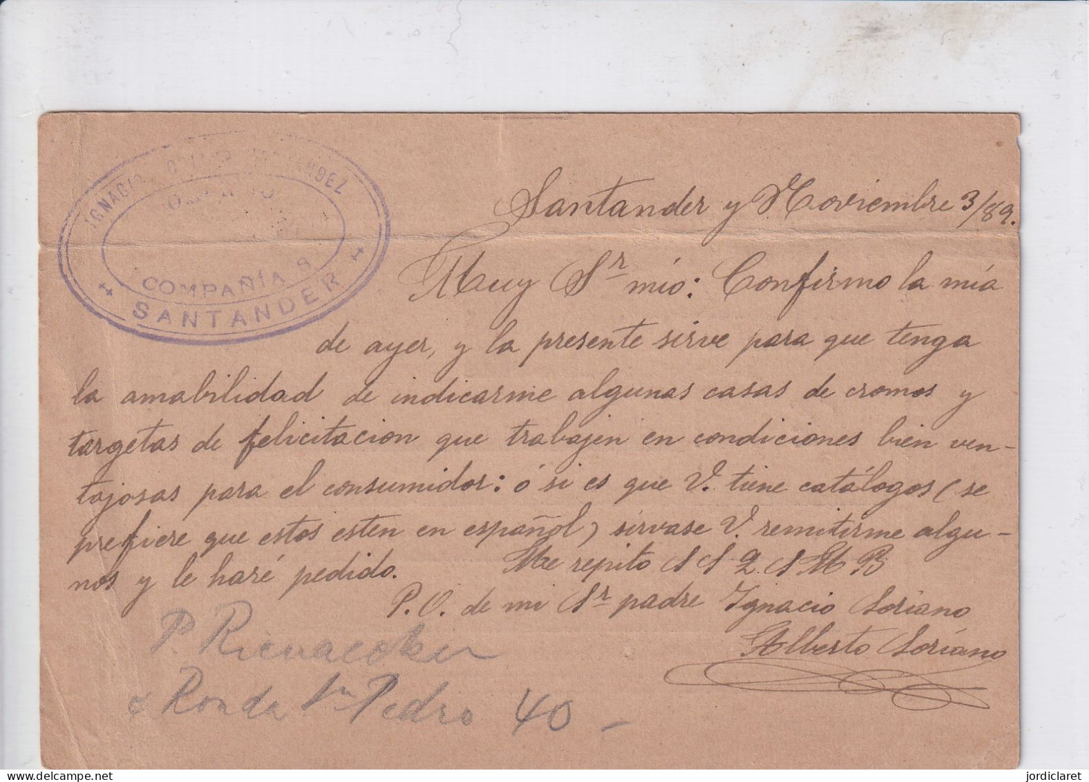 E.POSTAL COMERCIAL  SANTANDER - 1850-1931