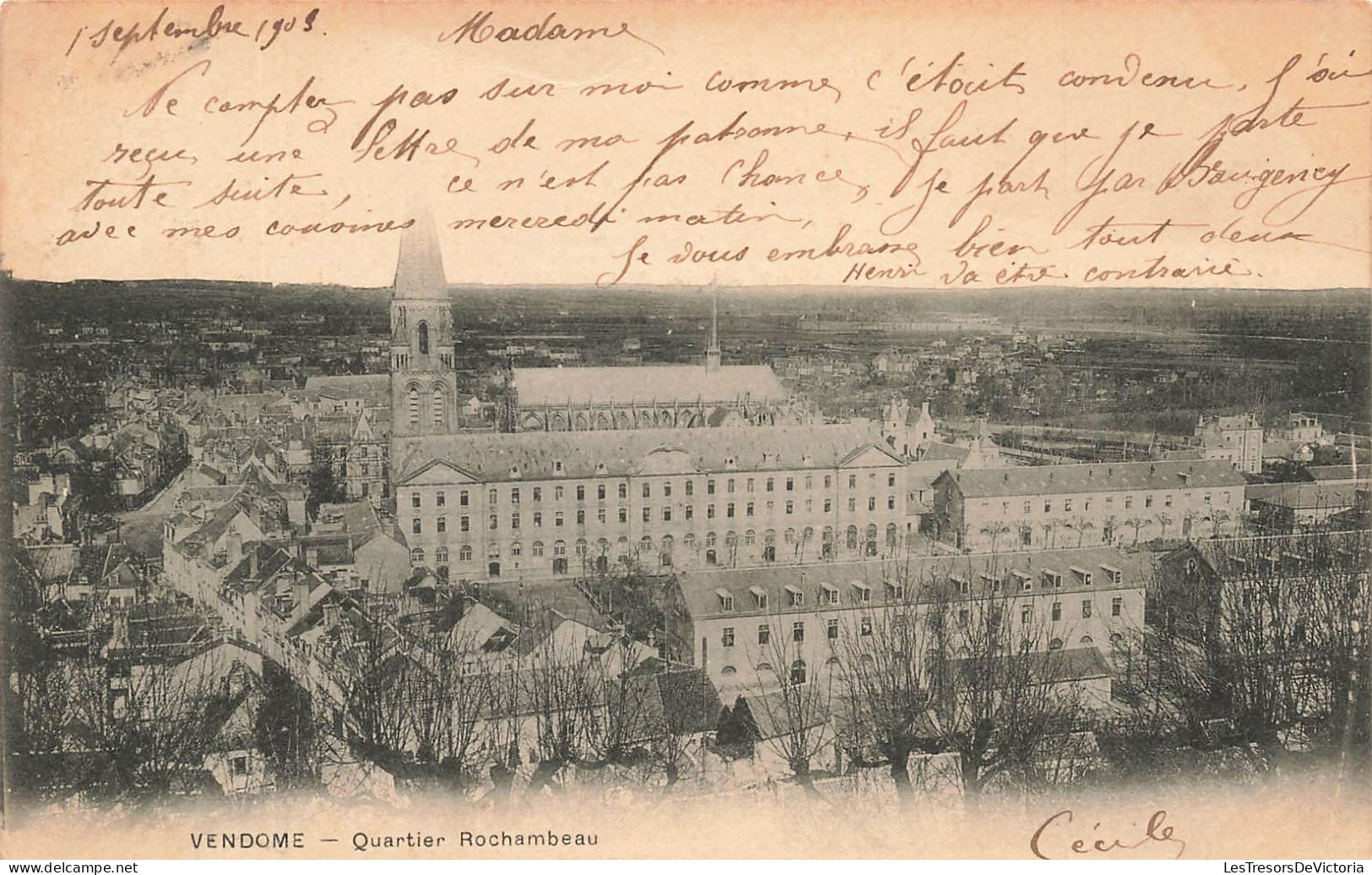 FRANCE - Vendôme - Quartier Rochambeau - Vue Générale - Eglise - Dos Non Divisé - Carte Postale Ancienne - Vendome