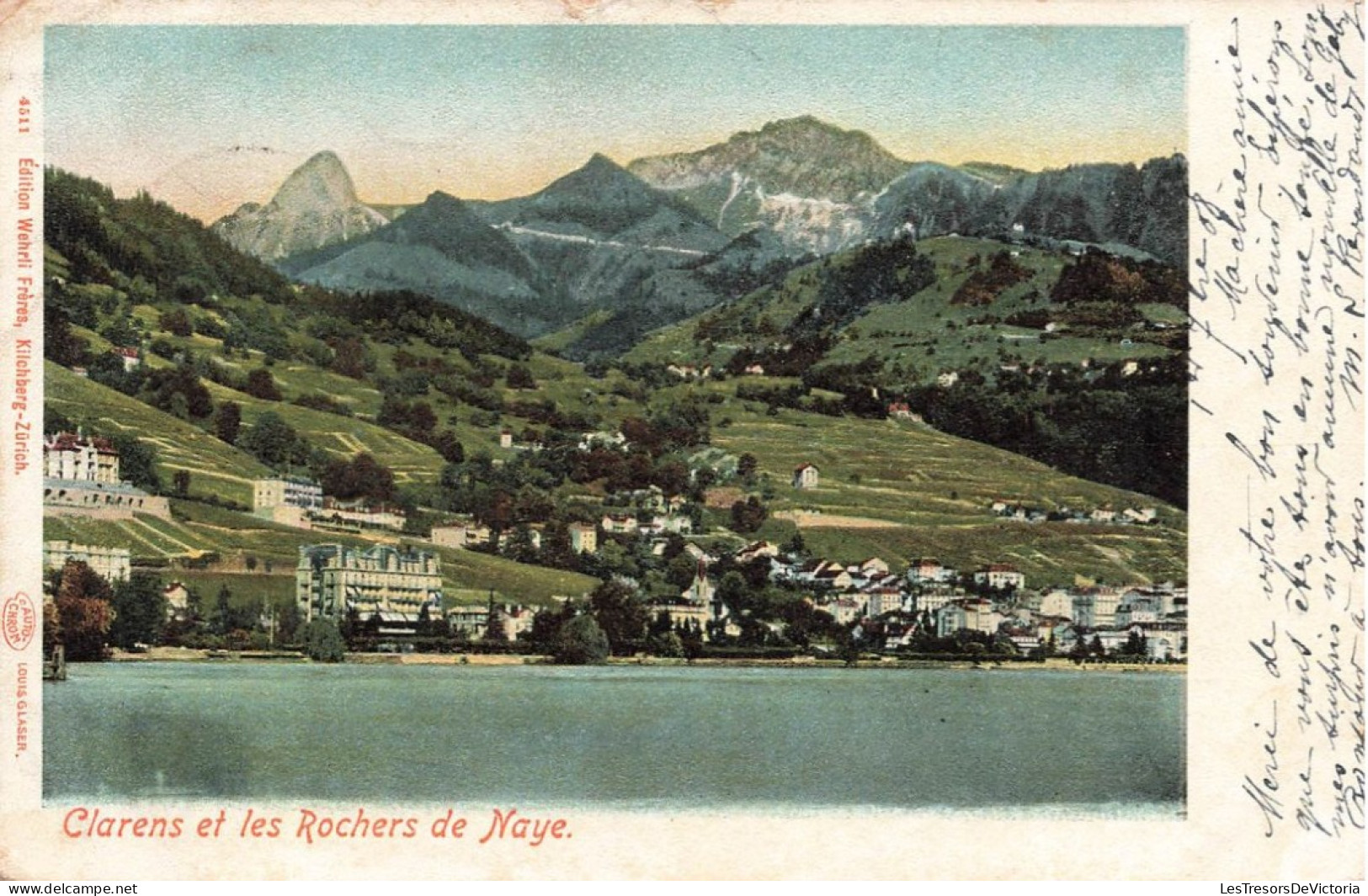 SUISSE - Clarens Et Les Rochers De Naye - Edit Wehrli Frères - Colorisé - Lac - Dos Non Divisé - Carte Postale Ancienne - Altri & Non Classificati