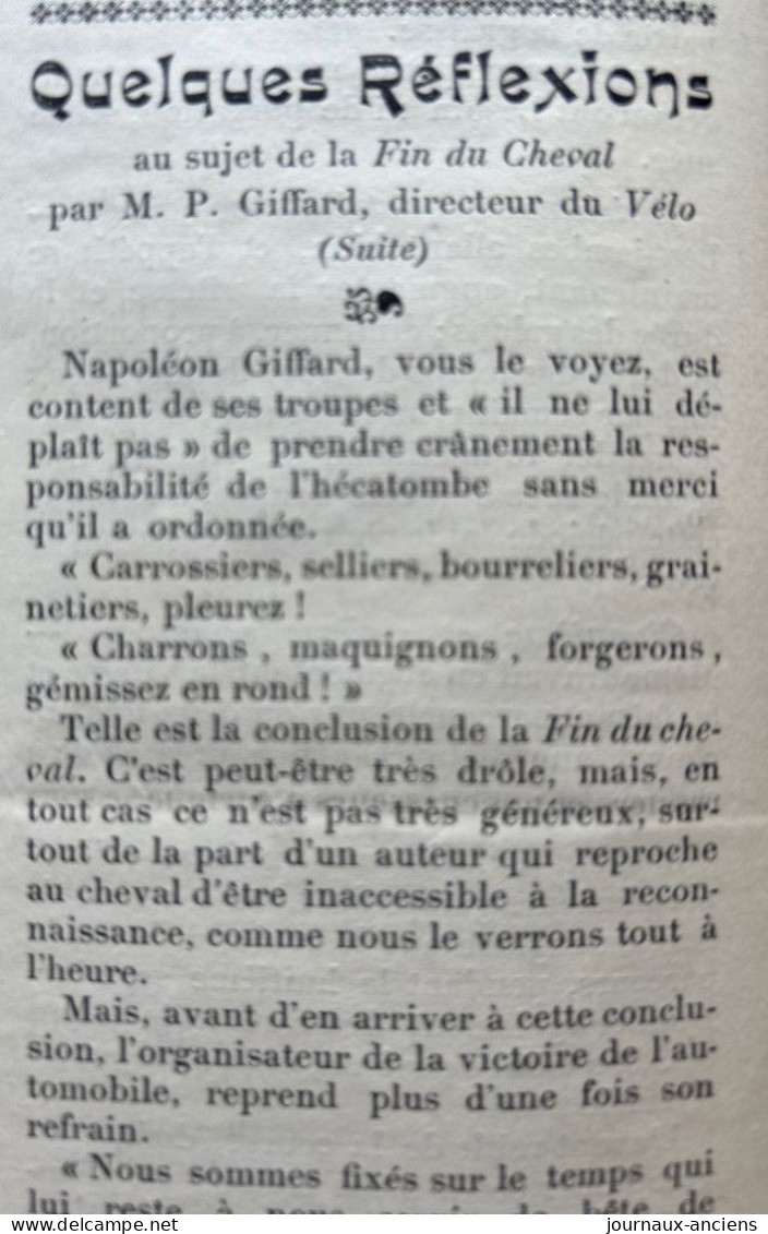 1901 Rare revue Hippique LA GAZETTE HIPPIQUE Sportive et Mondaine N° 9 - CHEVAUX DU MIDI - COURSES DE TARBES - GAILLON