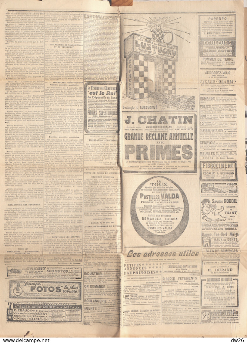 Quotidien - Le Journal La République De L'Isère Et Du Sud-Est, N° 285 Octobre 1923 (Politique, Infos Diverses..) - Informations Générales