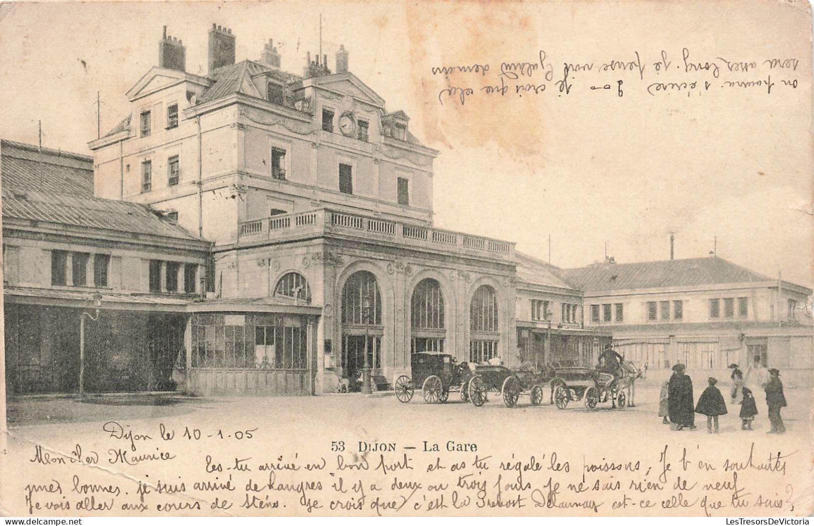 FRANCE - Dijon -La Gare - Voitures - Animé - Entrée - Dos Non Divisé - Carte Postale Ancienne - Dijon