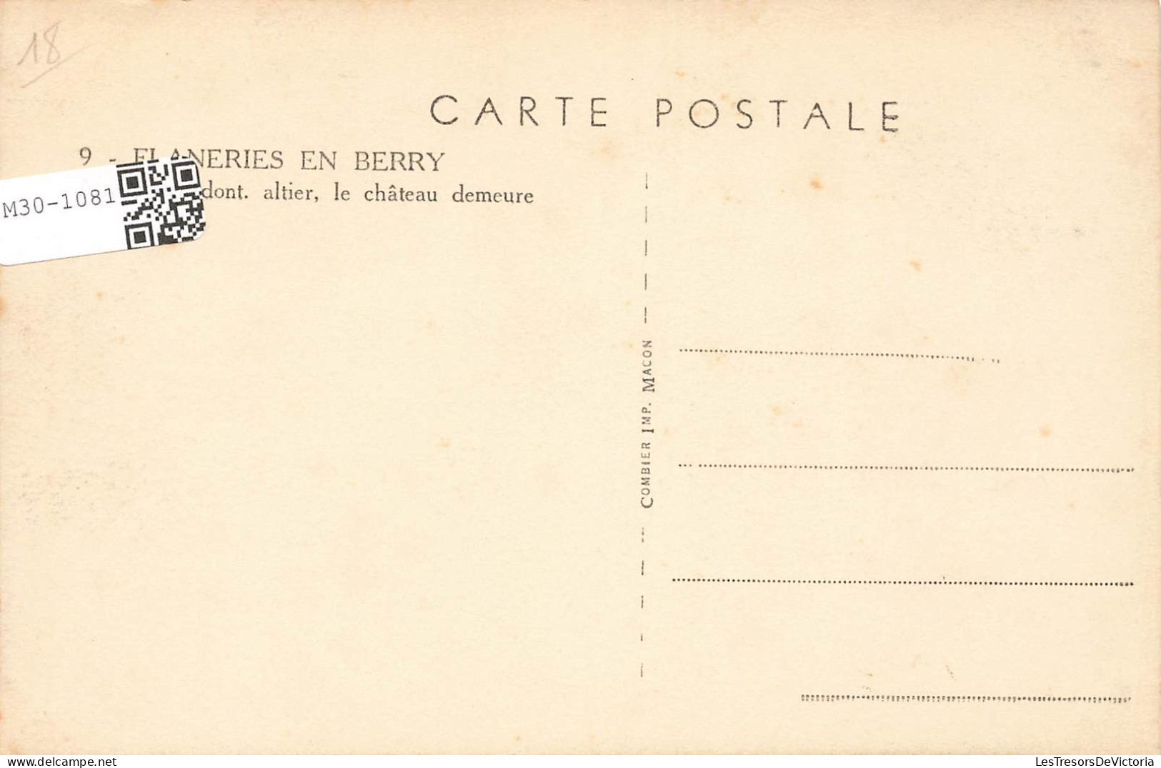 FRANCE - Flaneries En Berry - Altier - Le Château Demeure - Carte Postale Ancienne - Autres & Non Classés