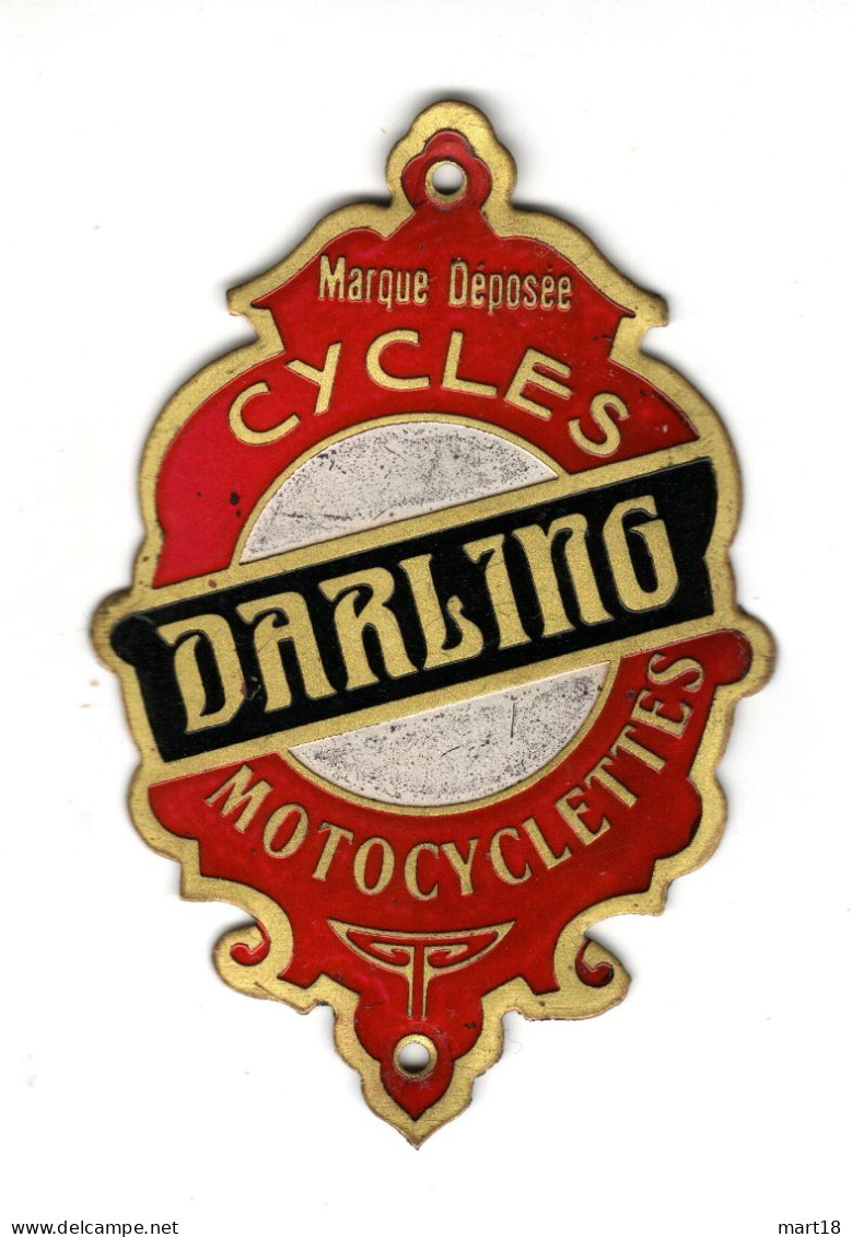 Plaque De Vélo émaillée - Cycles DARLING - Moto-cyclette - Années 1900 - - Kennzeichen & Nummernschilder