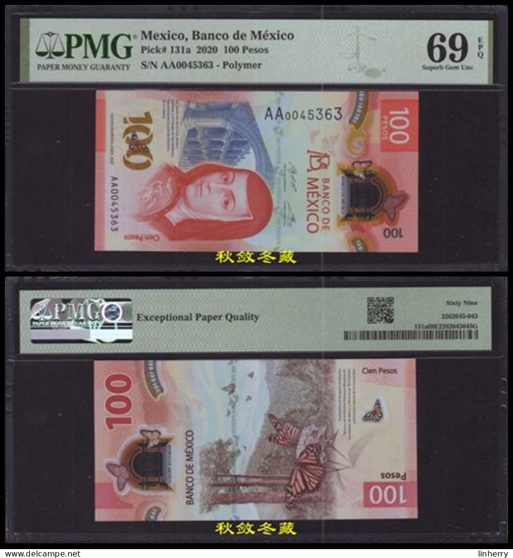 Mexico 100 Pesos (2020), Polymer,AA Prefix, IBNS Winner Note, PMG69 - Mexique