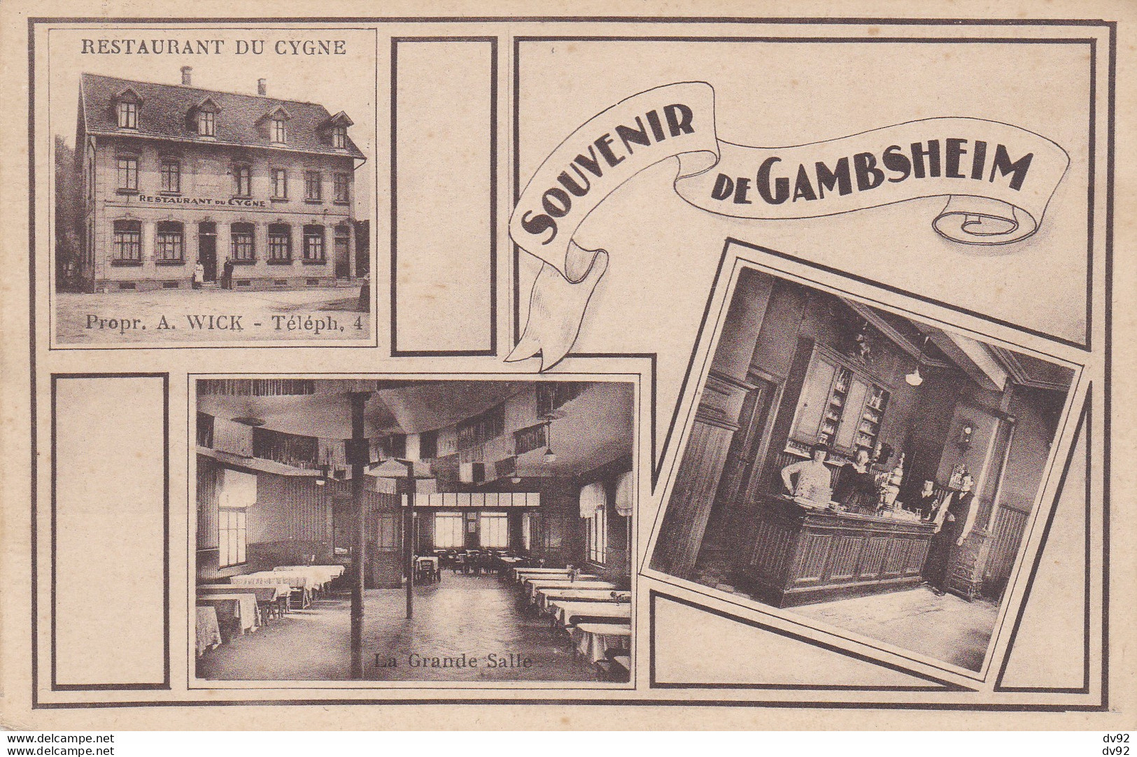 BAS RHIN SOUVENIR DE GAMBSHEIM RESTAURANT DU CYGNE - Gambsheim