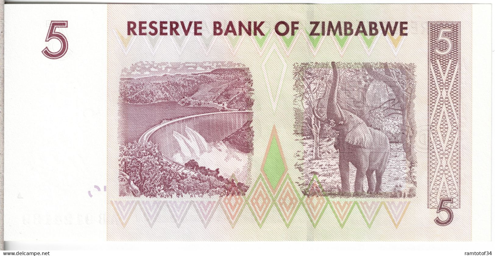 ZIMBABWE - 5 Dollars 2007 UNC - Zimbabwe