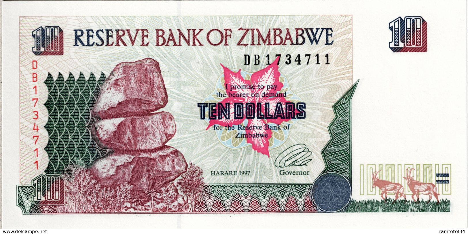 ZIMBABWE - 10 Dollars 1997 UNC - Zimbabwe