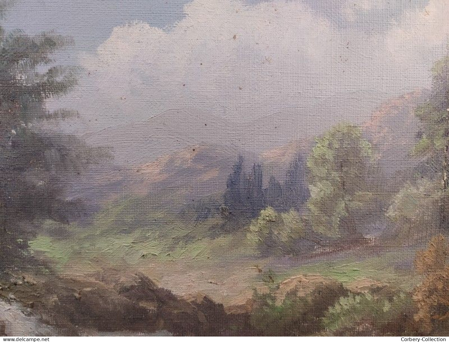 Tableau Paysage De Montagne Signé Wilmot Ou Wilmat - Oelbilder