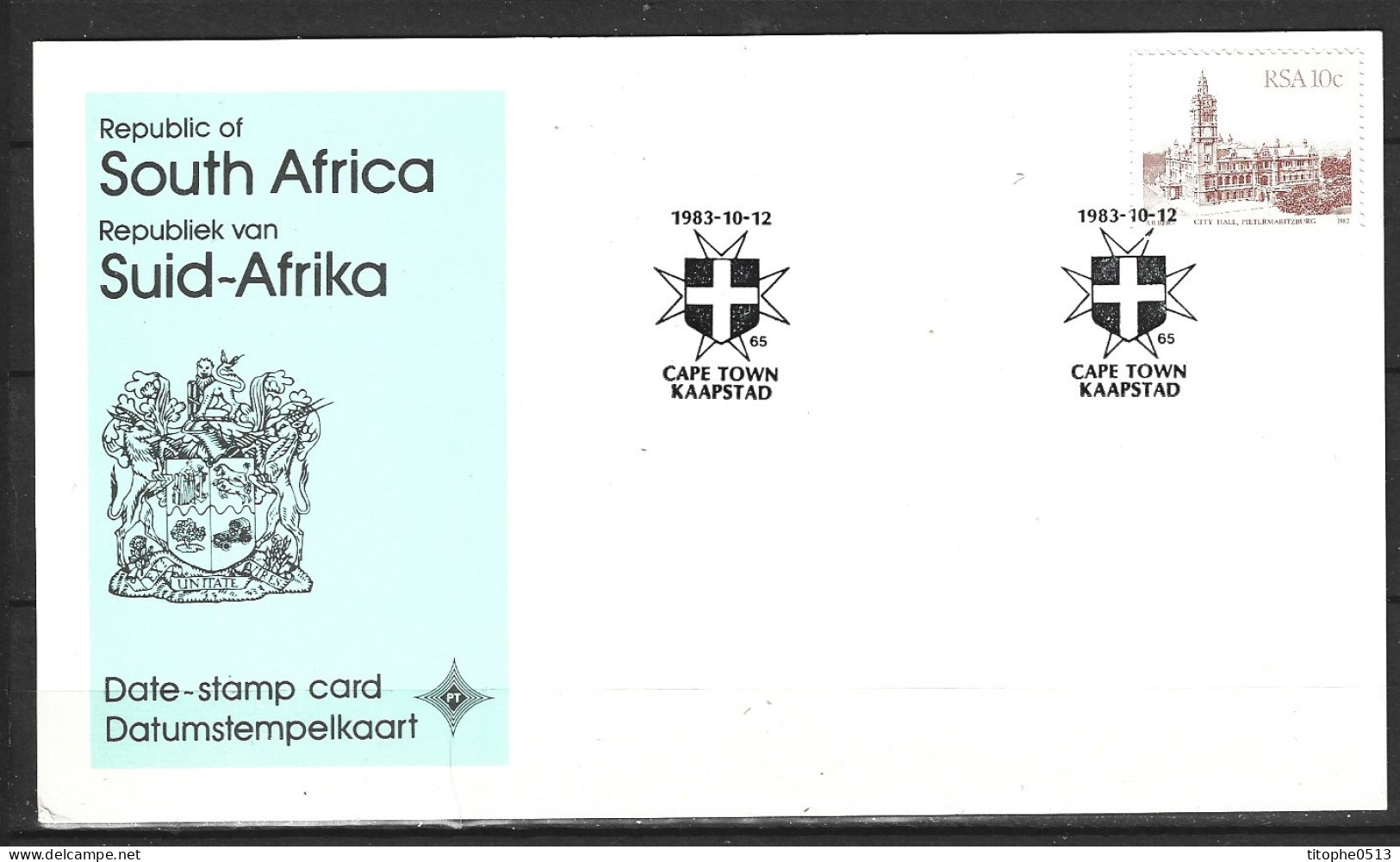 AFRIQUE DU SUD. Carte Commémorative De 1983. Le Cap. - Lettres & Documents