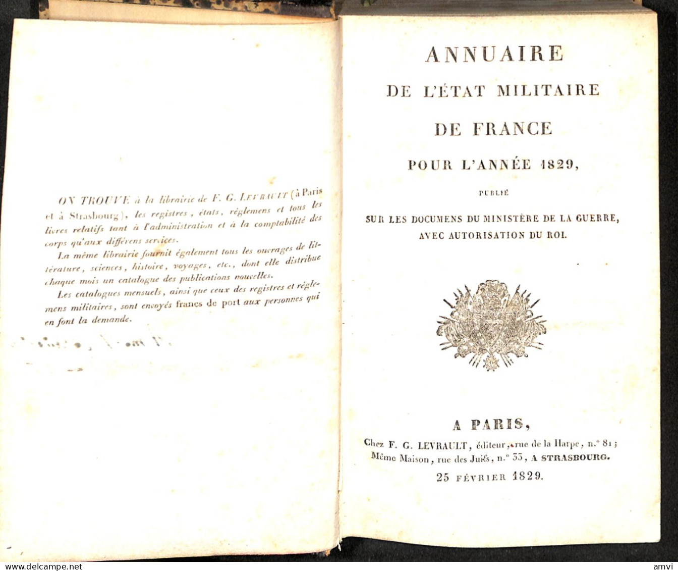 S01 - RARE! Annuaire De L'etat Militaire De La France Pour L'année 1829 - Französisch