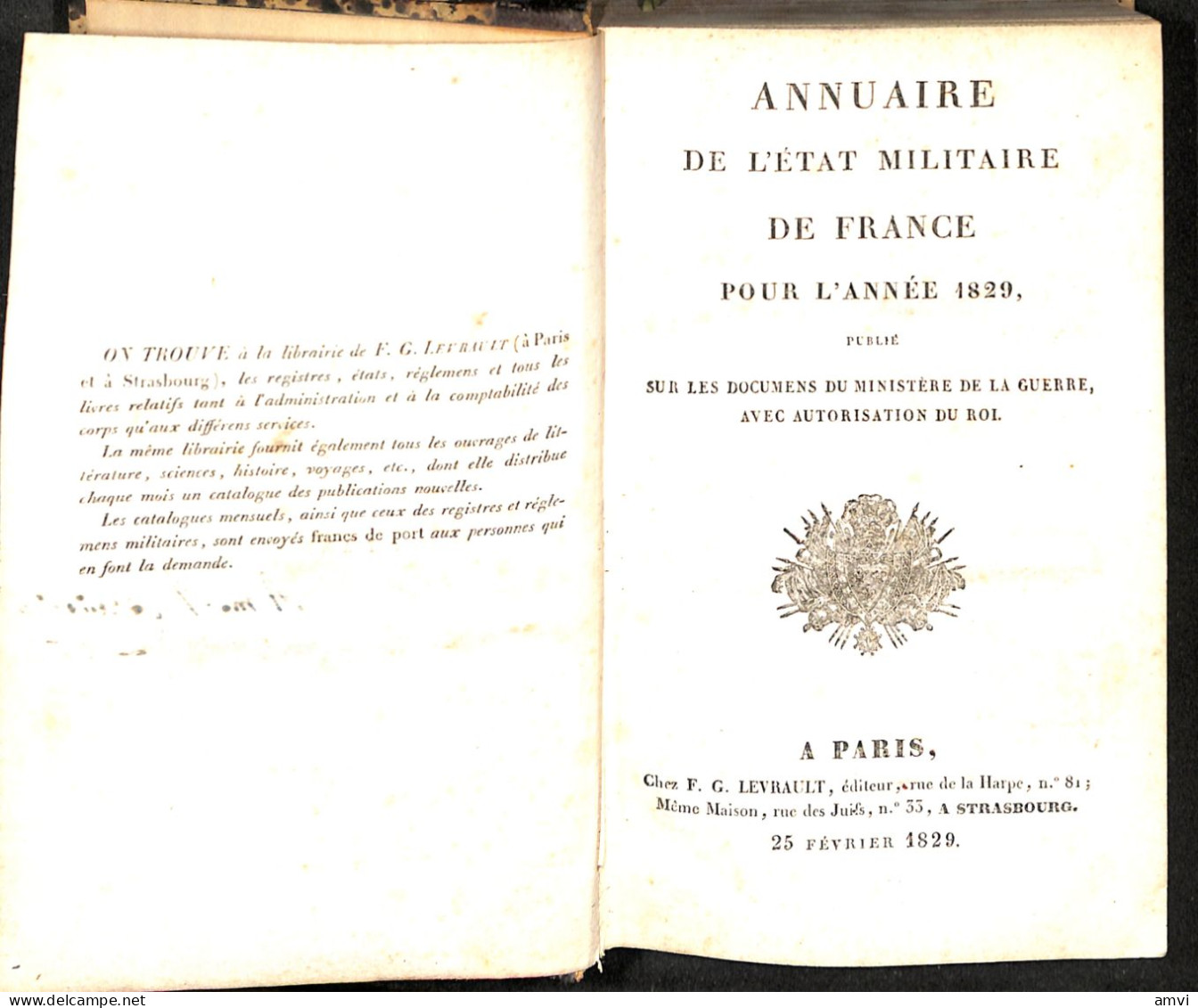 S01 - RARE! Annuaire De L'etat Militaire De La France Pour L'année 1829 - Francese
