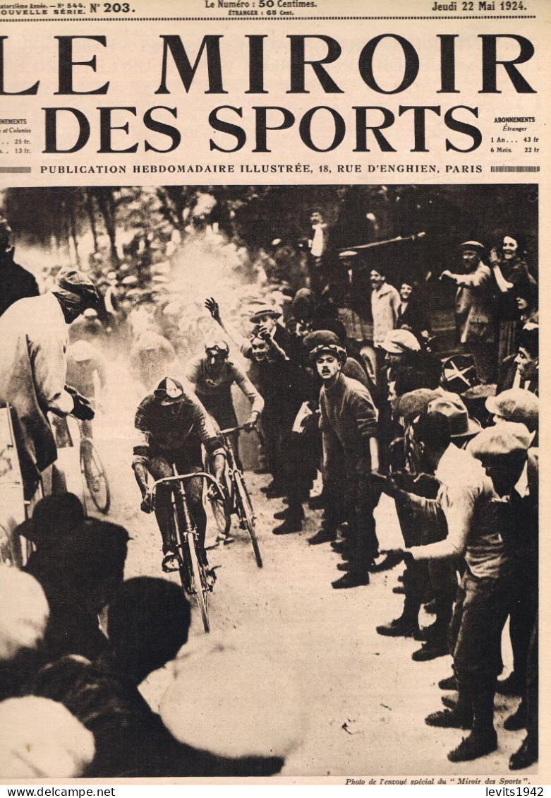 JEUX OLYMPIQUES 1924 -  RUGBY - REVUE - MIROIR DES SPORTS - 22-05-1924 - CYCLISME  - BORDEAUX - PARIS - - Autres & Non Classés